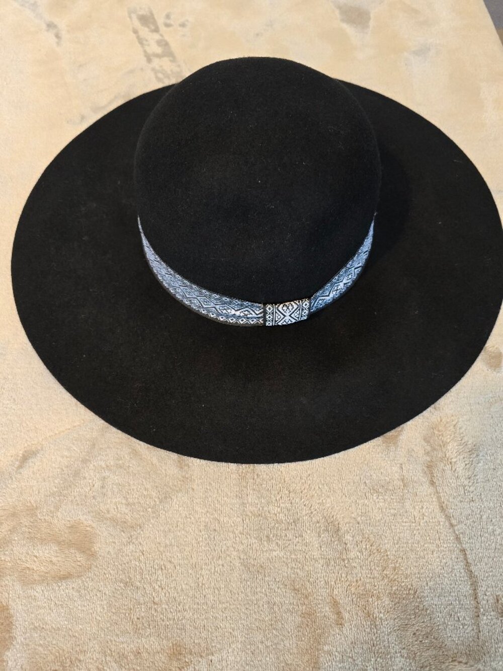 T+C by Theodora & Callum Black 100% Wool Floppy Hat Boho Wide Brim